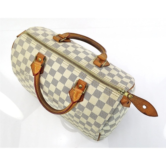 Louis Vuitton White and Tan Checkered Satchel - Picture 7 of 14